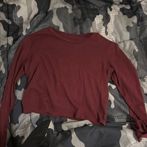 Burgundy Long Sleeve Crop Top